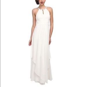 Donna Morgan Siena Beaded Halter Long Gown